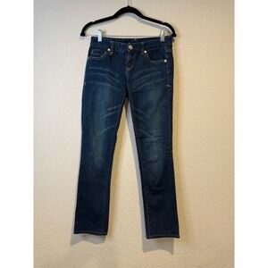 Armani Exchange AX Womens Dark Wash Bootcut Jeans Gold Accents Size 0